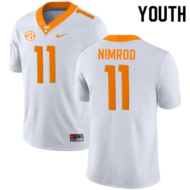 Youth #11 Chas Nimrod Tennessee Volunteers College Football Jerseys Stitched-White